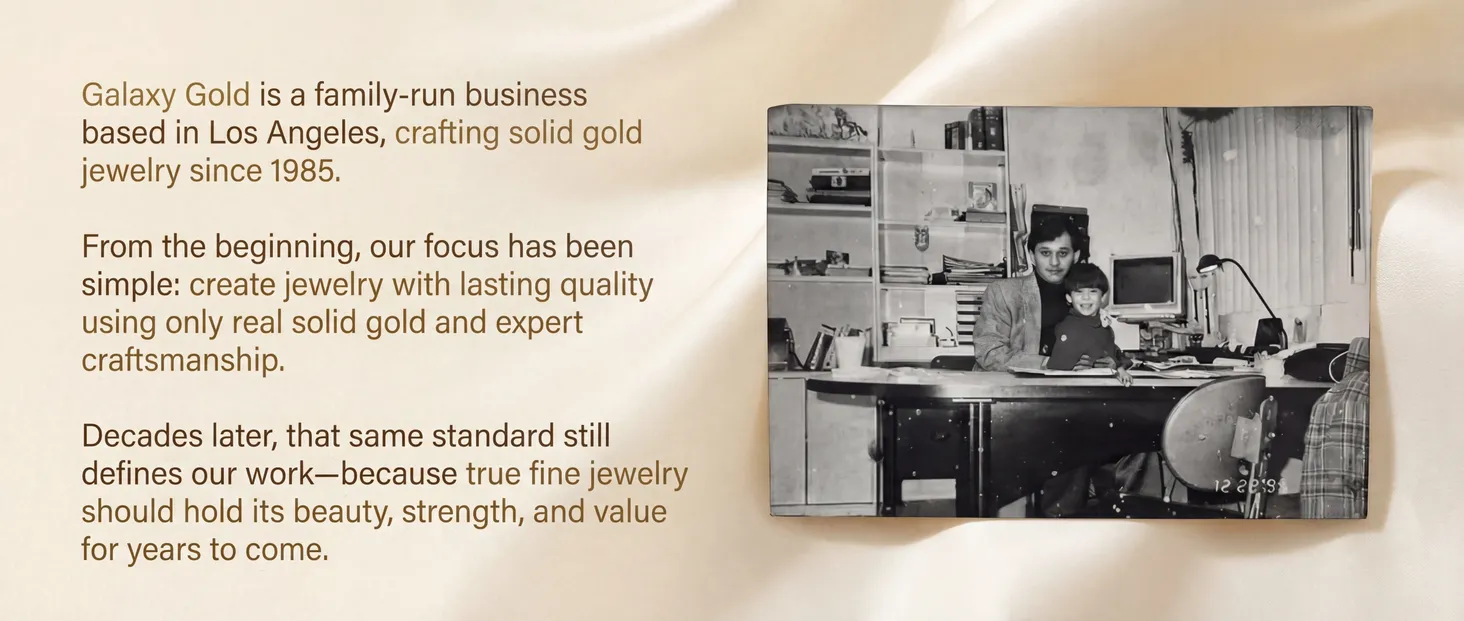 Ruby Heart Pendant Necklace Premium A+ module 2: A family business in Los Angeles, told with a photo from the archive