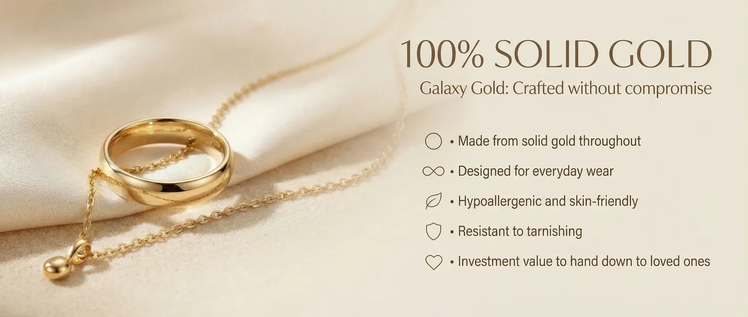 Ruby Heart Pendant Necklace Premium A+ module 3: 100% solid gold: five reasons in five icons