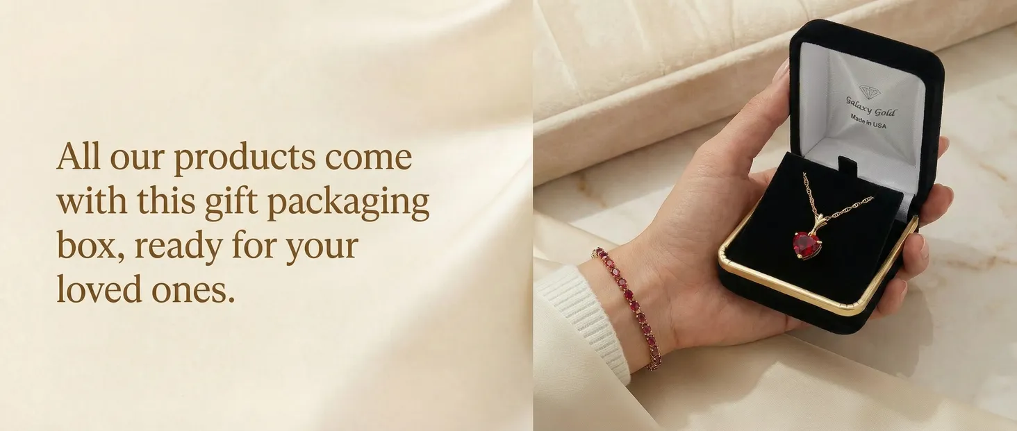 Ruby Heart Pendant Necklace Premium A+ module 4: Every piece arrives in a gift box