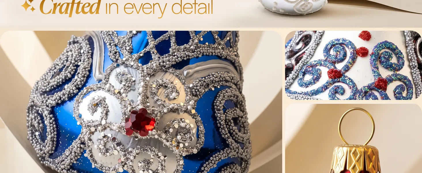 Royal Blue Glass Bell Ornament Premium A+ module 2: Crafted in every detail