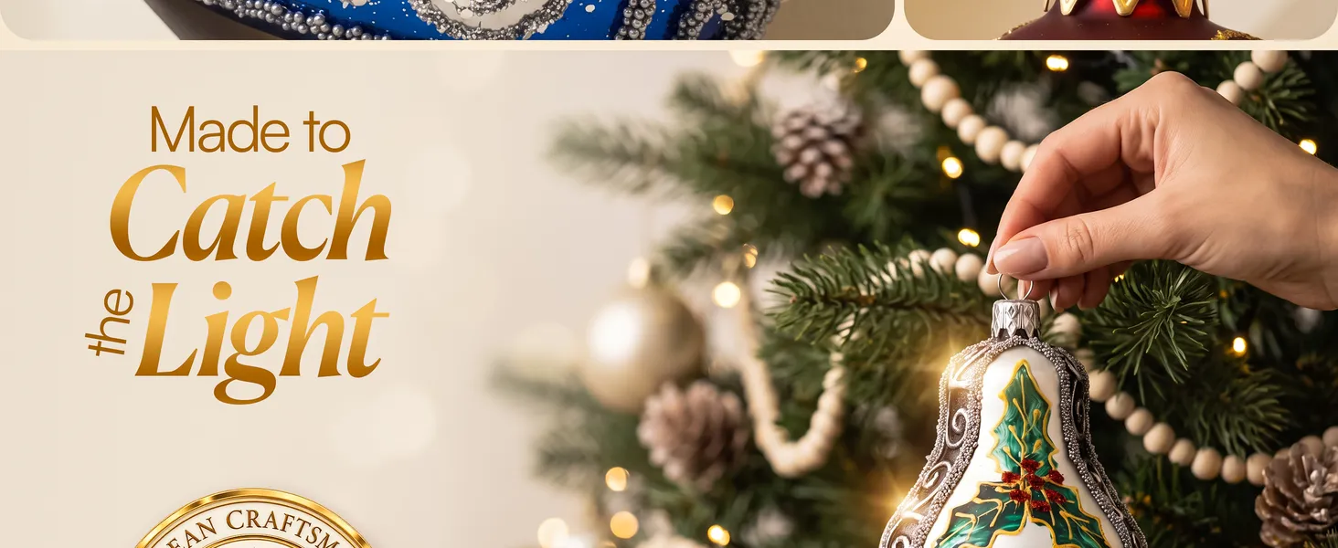 Royal Blue Glass Bell Ornament Premium A+ module 3: Made to catch the light