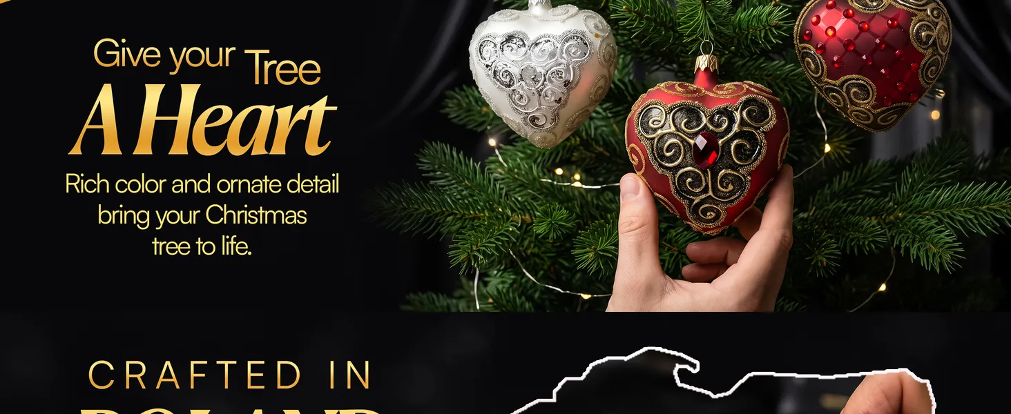 Palace Red Glass Heart Ornament Premium A+ module 3: Give your tree a heart