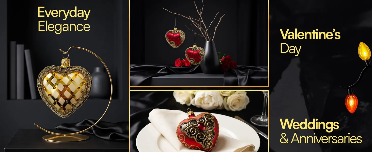 Palace Red Glass Heart Ornament Premium A+ module 5: Beyond Christmas: everyday, Valentine's Day, weddings
