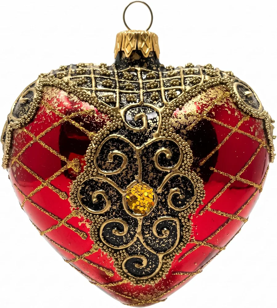 Main image of a palace red glass heart ornament