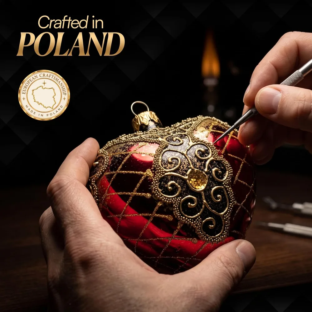 Palace Red Glass Heart Ornament, listing image 5: Crafted in Poland