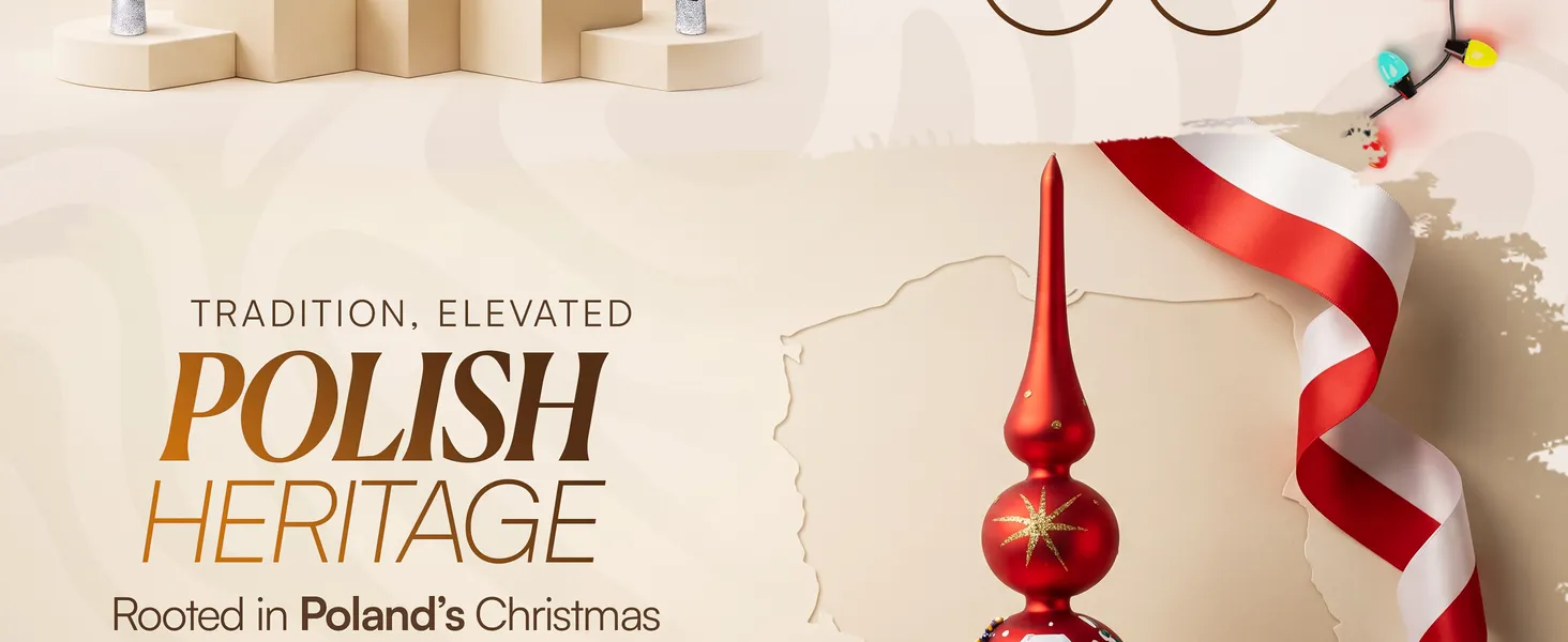 Gold Swirl Glass Tree Topper Premium A+ module 6: Polish heritage