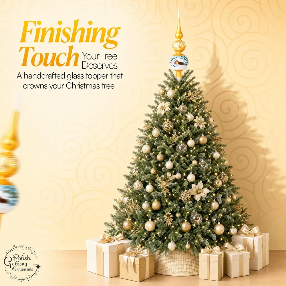 Gold Swirl Glass Tree Topper, designed by Shaazford for Polish Gallery