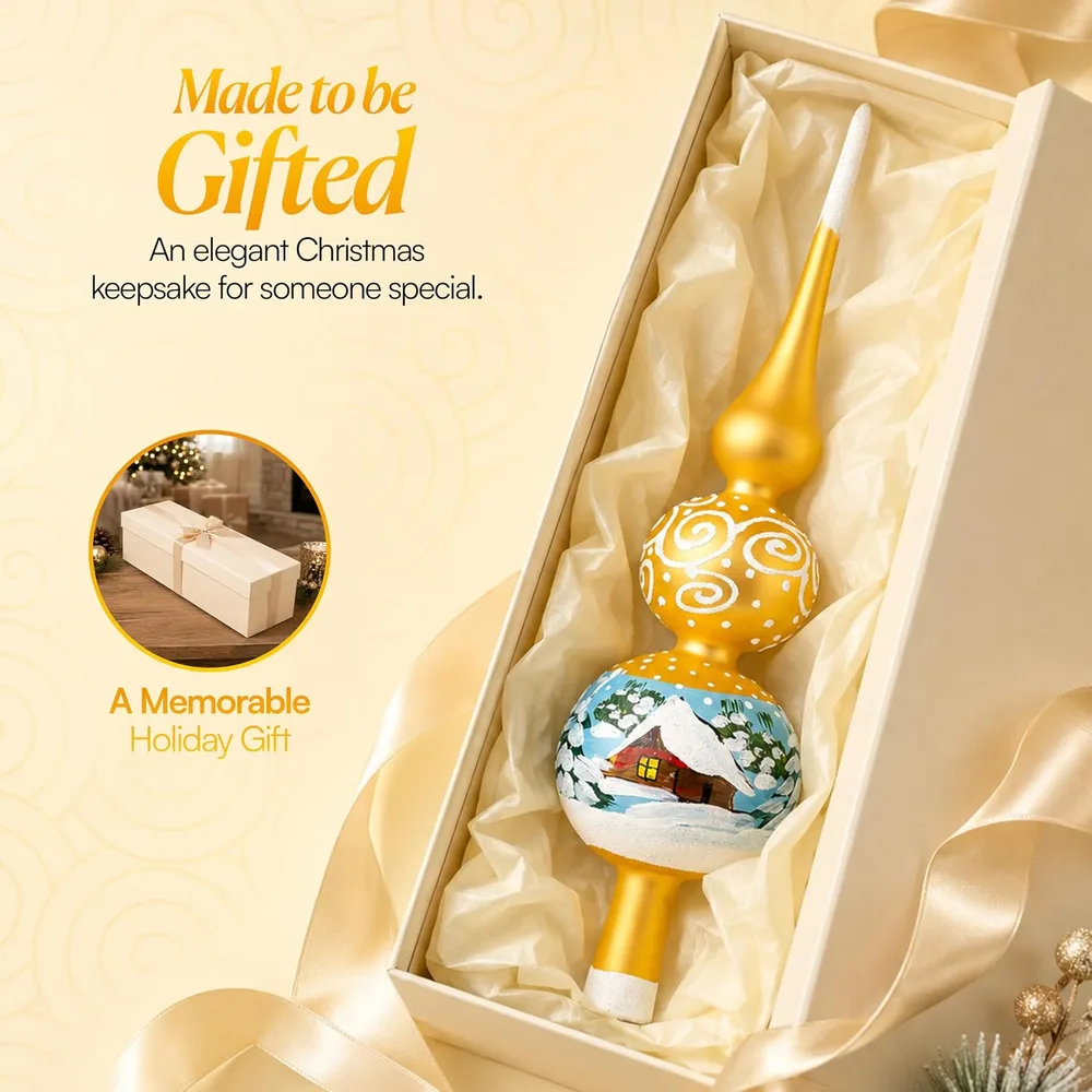 Gold Swirl Glass Tree Topper, listing image 7: Made to be gifted