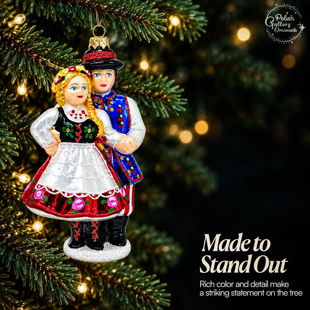 Krakowiak Dancing Couple Ornament, designed by Shaazford for Polish Gallery
