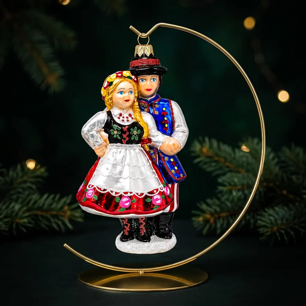 Krakowiak Dancing Couple Ornament, listing image 5: On a stand