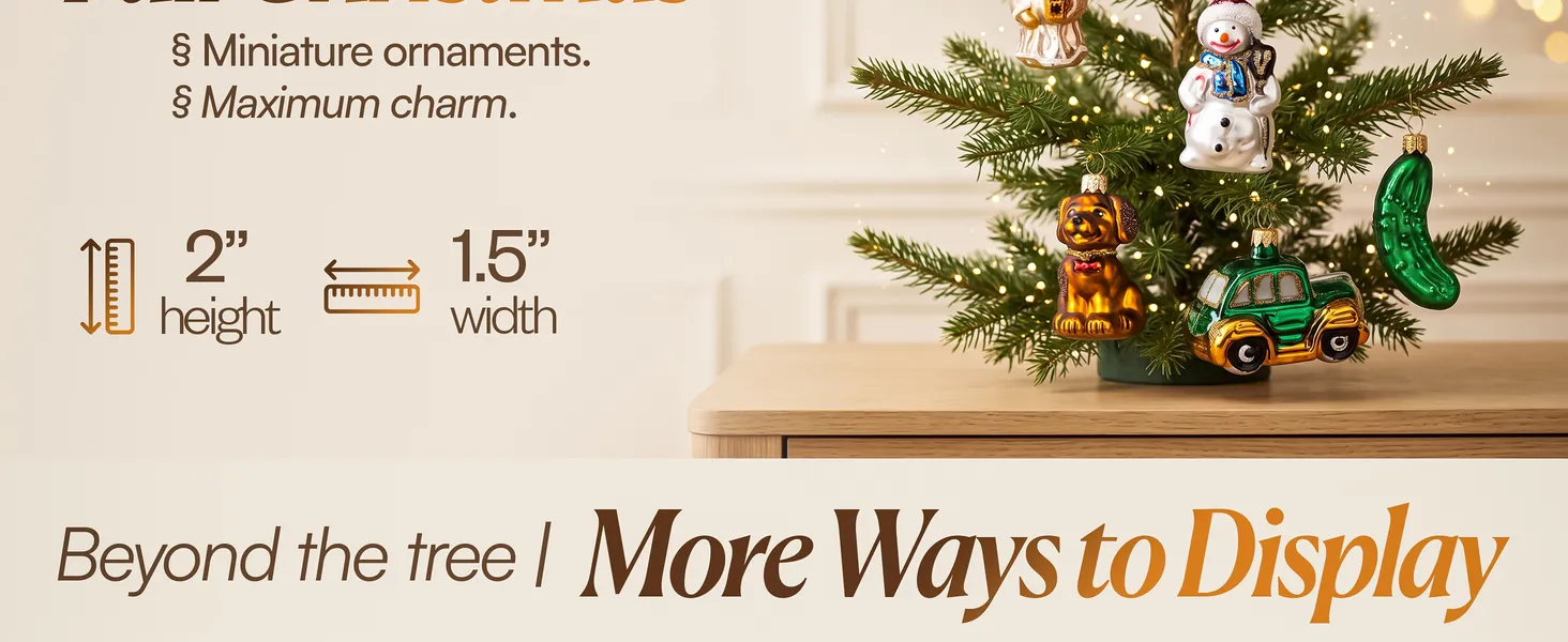 Mini Glass Tree Ornament Premium A+ module 3: Small tree, full Christmas: 2 by 1.5 inches