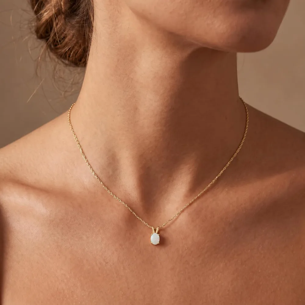 Opal Oval Pendant Necklace, designed by Shaazford for Galaxy Gold