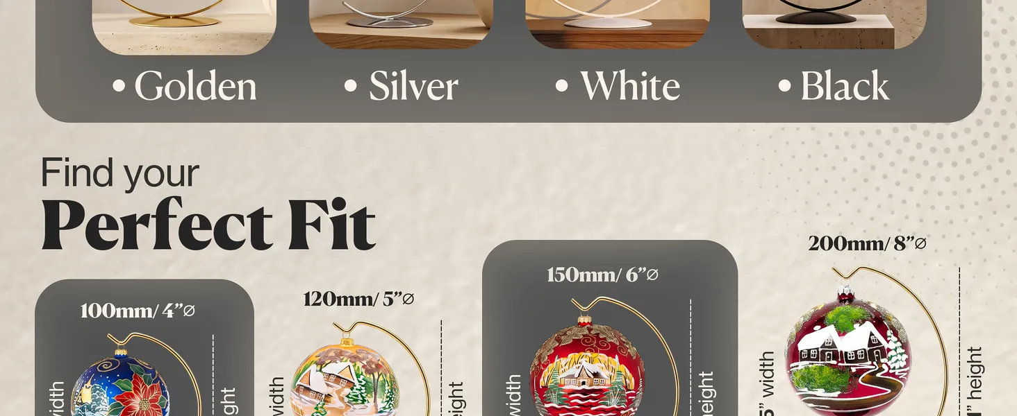 Ornament Display Stand Premium A+ module 4: Find your perfect fit: four sizes side by side