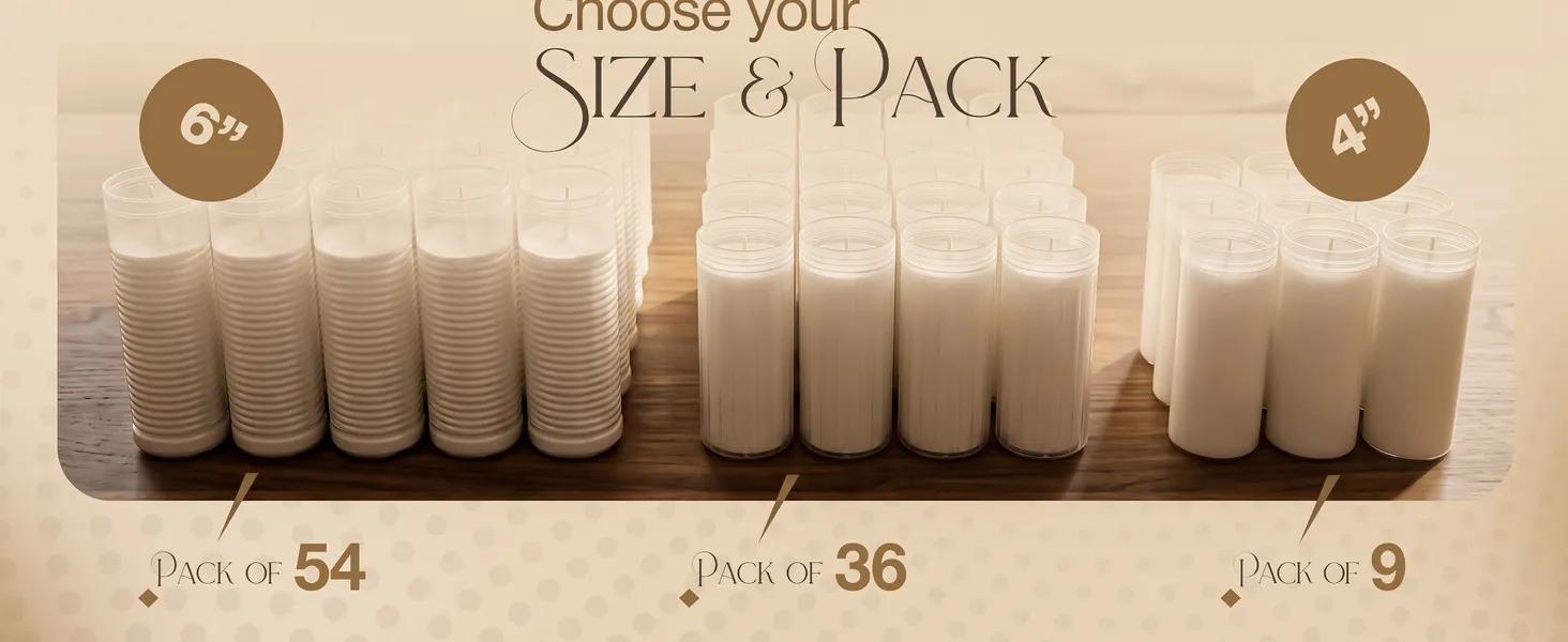 Prayer Candle Inserts, 54 Pack Premium A+ module 6: Choose your size and pack: 54, 36 or 9