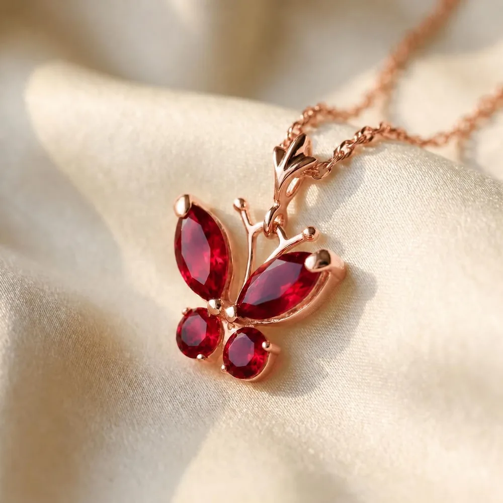 Ruby Butterfly Necklace, designed by Shaazford for Galaxy Gold