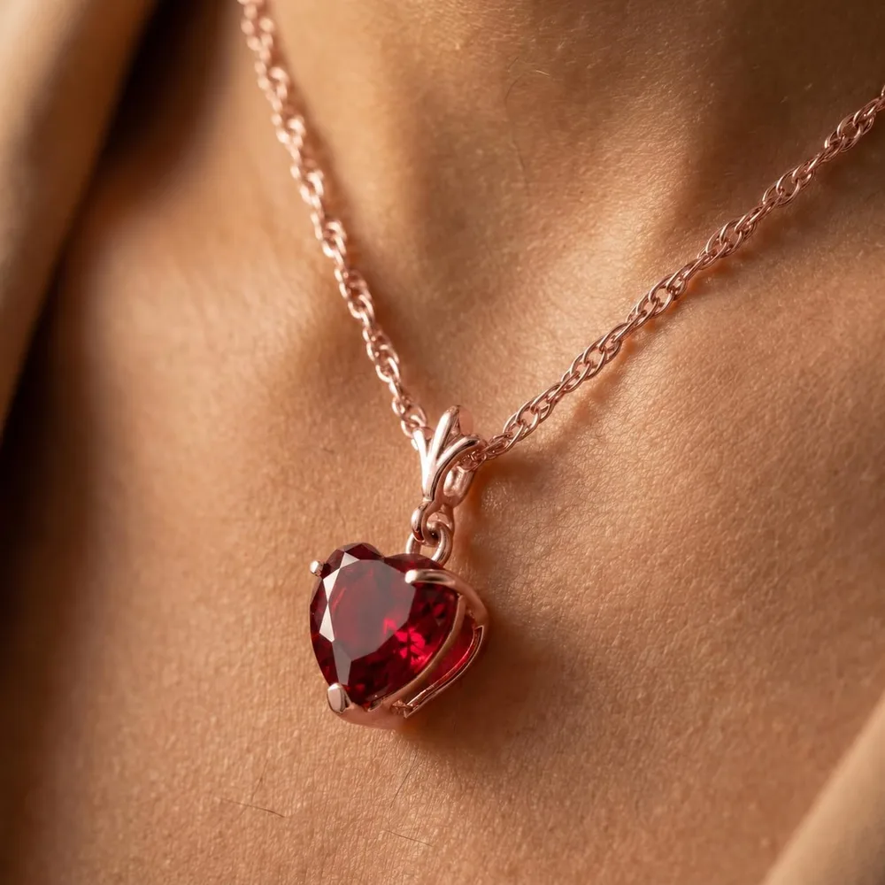 Ruby Heart Pendant Necklace, designed by Shaazford for Galaxy Gold