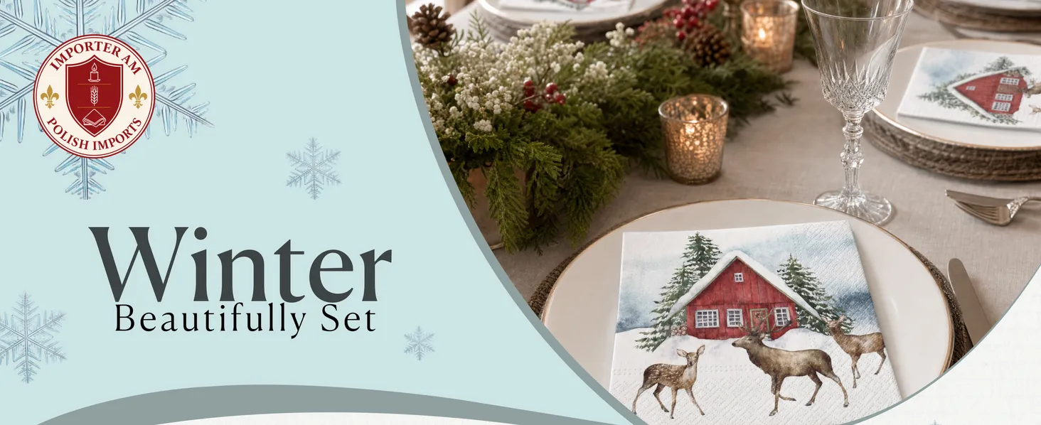 A+ Content for Importer AM Christmas napkins: winter beautifully set, snowflakes and winter villages, soft 3 ply