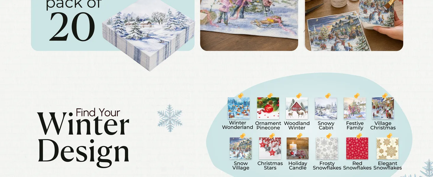 Snowy Village Christmas Napkins Premium A+ module 6: Find your winter design: the whole range